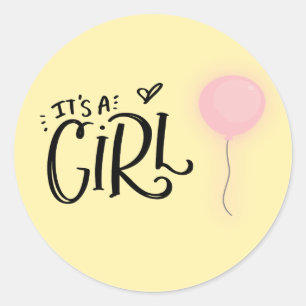 Es ist ein Mädchen mit rosa Ballon Runder Aufkleber