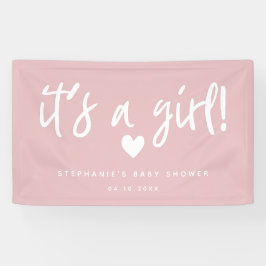 Es ist ein Mädchen Moderne Pink Baby Dusche Banner