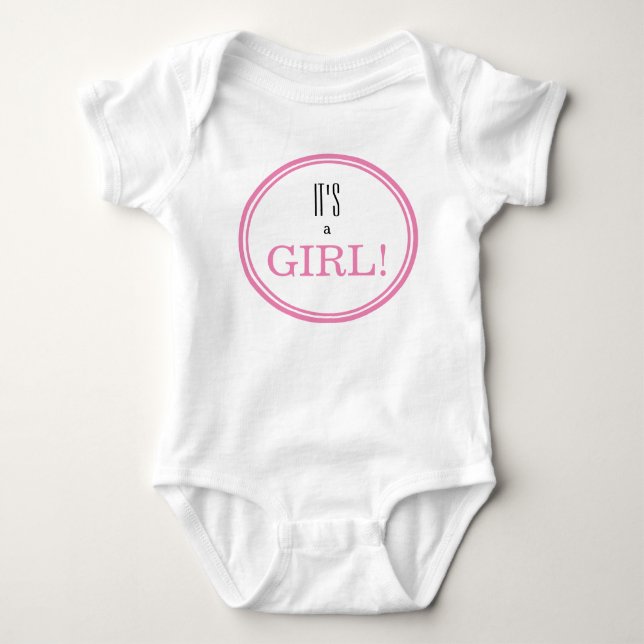 Es ist ein Mädchen! Moderne Pink-Baby-Gender-Enthü Baby Strampler (Vorderseite)