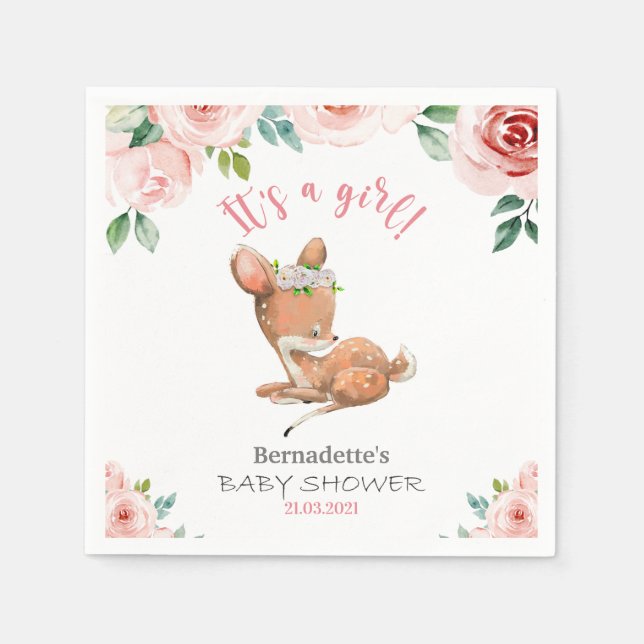 Es ist ein Mädchen! Niedlich Fawn Baby Dusche Napk Serviette (Vorderseite)