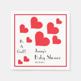 Es ist ein Mädchen! - Niedliche Red Hearts Custom  Serviette
