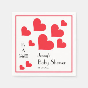 Es ist ein Mädchen! - Niedliche Red Hearts Custom Serviette