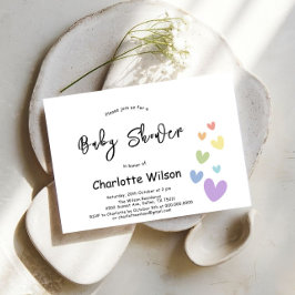 Es ist ein Mädchen! Niedliche und farbenfrohe Herz Einladung