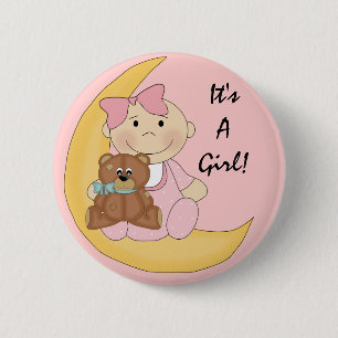 Es ist ein Mädchen - Niedlicher Baby-Cartoon Button