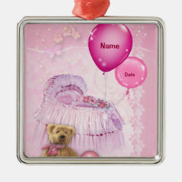 Es ist ein Mädchen! (personalisierbar) Silbernes Ornament