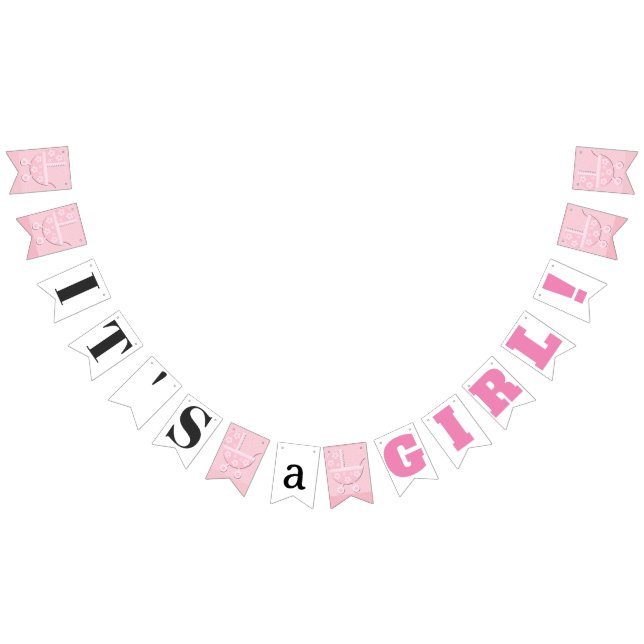 Es ist ein Mädchen! Pink Baby Showbläschen Wimpelkette (Alle)