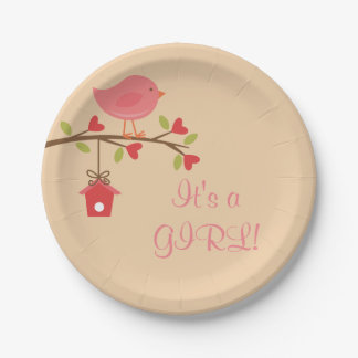 Es ist ein MÄDCHEN! Pink Bird Baby Duschpapier Tel Pappteller