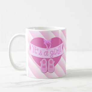 Es ist ein Mädchen Pink Heart Bow Shoes Baby Girl  Kaffeetasse