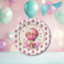 Es ist ein Mädchen | Pink Hot Air Ballon Babydusch