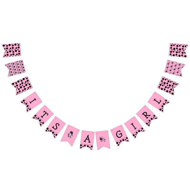 Es ist ein Mädchen, Pink Ladybug Baby Shower Banne Wimpelkette (Alle)
