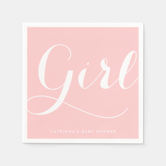 Es ist ein Mädchen | Pink Script Baby Duschpapier  Serviette (Vorderseite)