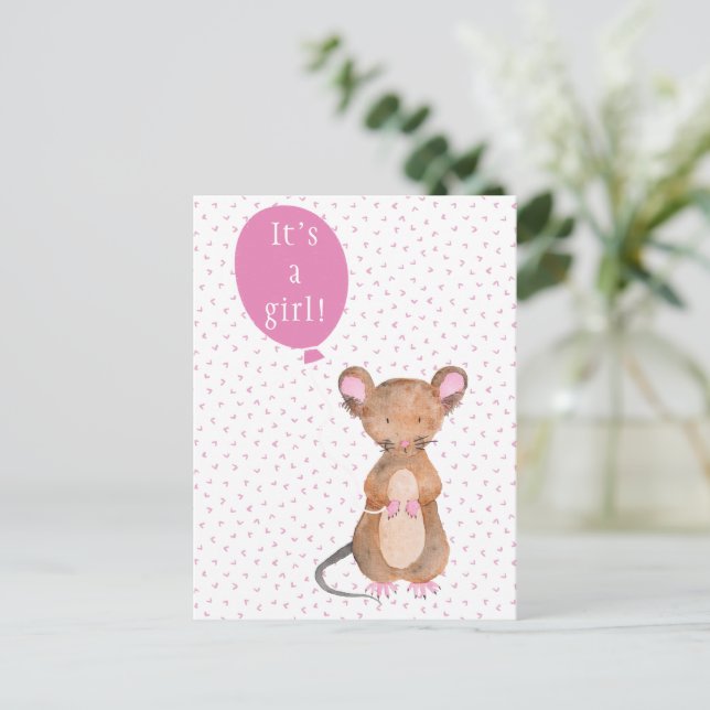 Es ist ein Mädchen | Postkarte für Niedliche Holzm (Stehend Vorderseite)