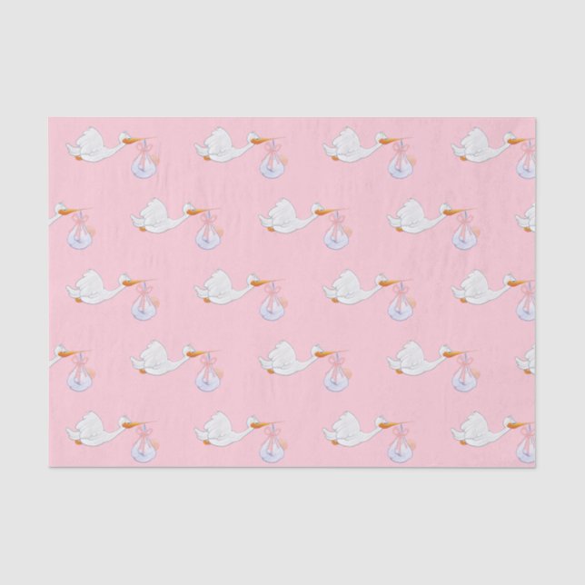 Es ist ein Mädchen-Rosa-Baby-Storch Seidenpapier (Vorderseite)