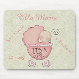 Es ist ein Mädchen! Rosa Babywagen-Mauspad Mousepad