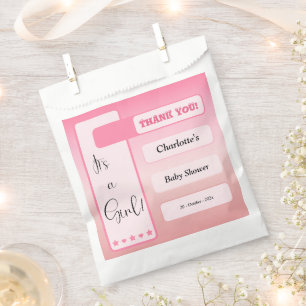Es ist ein Mädchen! Rosa Farbverlauf Süße Babypart Geschenktütchen