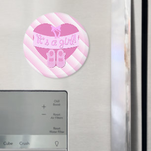 Es ist ein Mädchen Rosa Herz Schleifen Schuhe Baby Magnet
