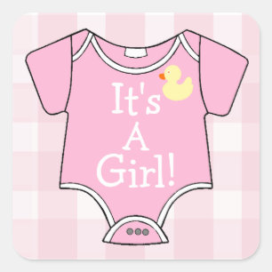Es ist ein Mädchen-Rosa Onsie Quadratischer Aufkleber