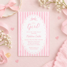 Es ist ein Mädchen Rosa Schleife Baby Shower