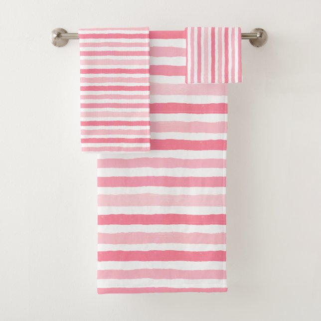 Es ist ein Mädchen: rosa Streifen Muster Badhandtuch Set (Insitu)