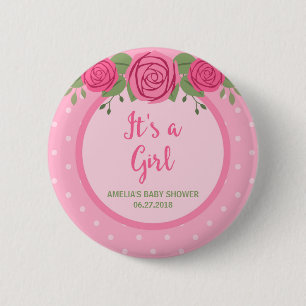 Es ist ein Mädchen-Rosa-Tupfen und eine Button