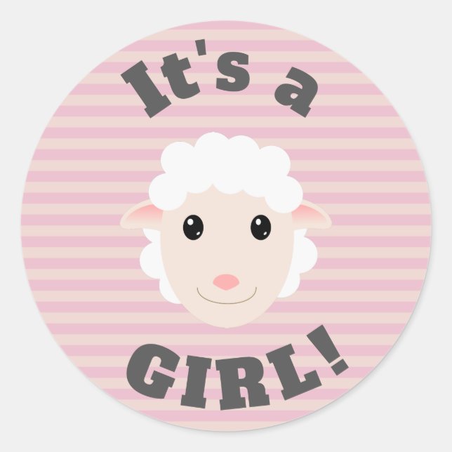 Es ist ein Mädchen Runder Aufkleber (Vorderseite)