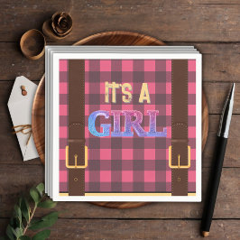 Es ist ein Mädchen Rustic Lumberjack Flannel Baby  Serviette