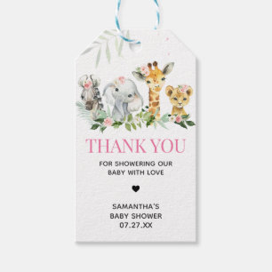 Es ist ein Mädchen Safari Animals Baby Dusche Fevo Geschenkanhänger