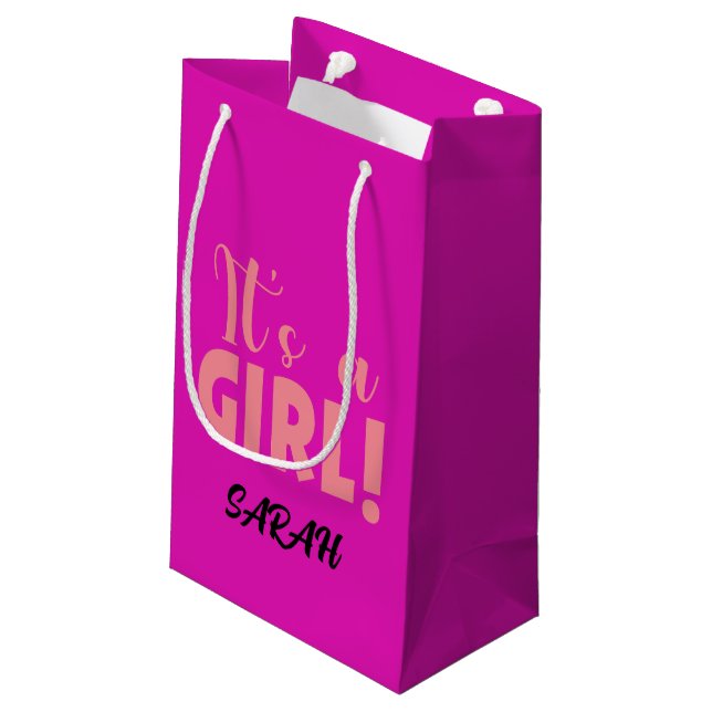 Es ist ein Mädchen Sarah Kleine Geschenktüte (Rückseite Schrägansicht)