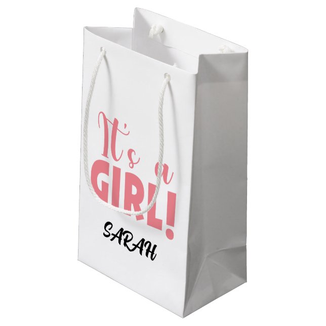 Es ist ein Mädchen Sarah Kleine Geschenktüte (Rückseite Schrägansicht)