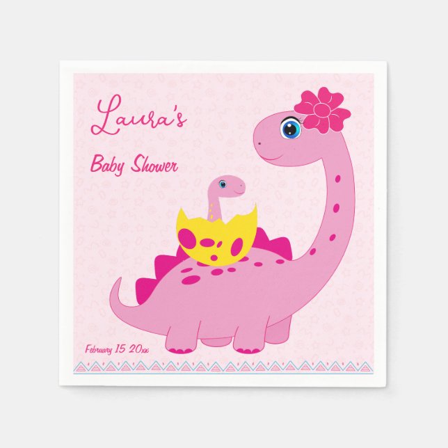 Es ist ein Mädchen schlüpfen bald Dinosaurier Mama Serviette (Vorderseite)
