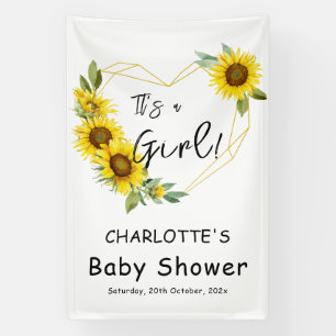 Es ist ein Mädchen! Sonnenblumen-Rahmen Baby Showe Banner