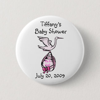 Es ist ein Mädchen-Storch-Knopf Button