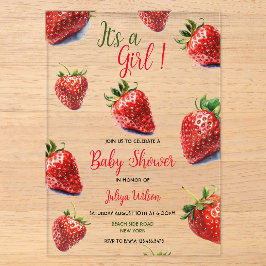 Es ist ein Mädchen Strawberry Babydusche Acryleinladungen