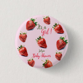 Es ist ein Mädchen Strawberry Babydusche Button