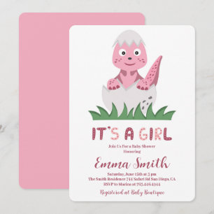 Es ist ein Mädchen Süße Dinosaurier-Baby-Shower-Ei Einladung
