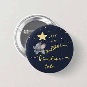Es ist ein Mädchen! Süßer Elefant & Luftballon wer Button
