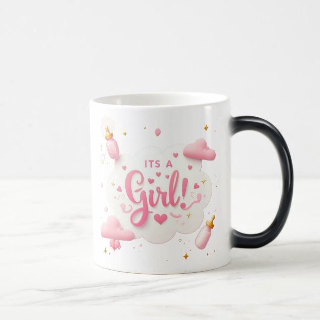"Es ist ein Mädchen!" Tasse der Magie - Pastellros (Rechts)