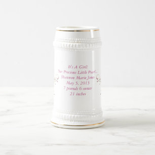 Es ist ein Mädchen Unsere kostbare kleine Perle Ta Bierglas