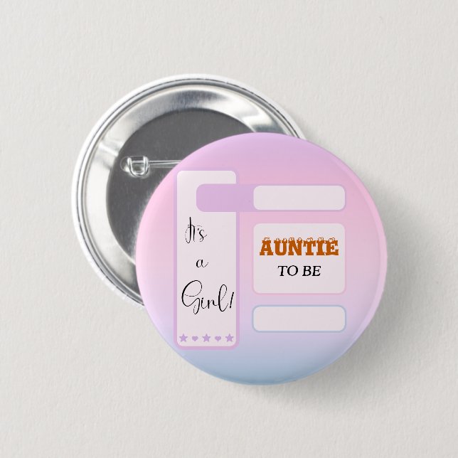 Es ist ein Mädchen! Violetter Gradient Kusine-to-b Button (Vorne & Hinten)