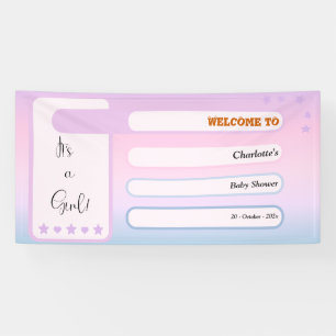 Es ist ein Mädchen! Violetter Gradient Süße Babypa Banner