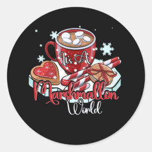 Es ist ein Marshmallow World Frohe Weihnachts heiß Runder Aufkleber