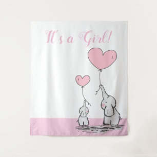 Es ist ein Niedlicher Mama Baby Elefant mit Balloo Wandteppich