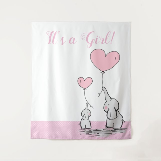 Es ist ein Niedlicher Mama Baby Elefant mit Balloo Wandteppich (Vorderseite)
