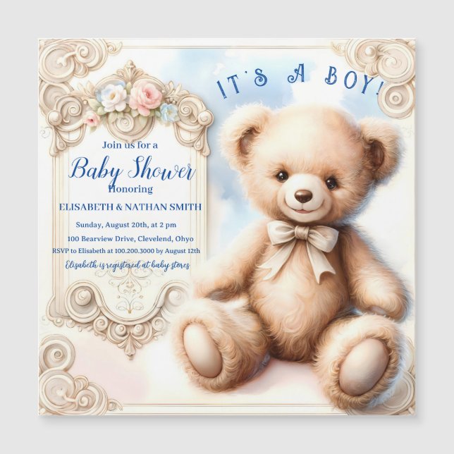 Es ist ein niedlicher Teddybär mit Magnetkarte (Vorderseite)