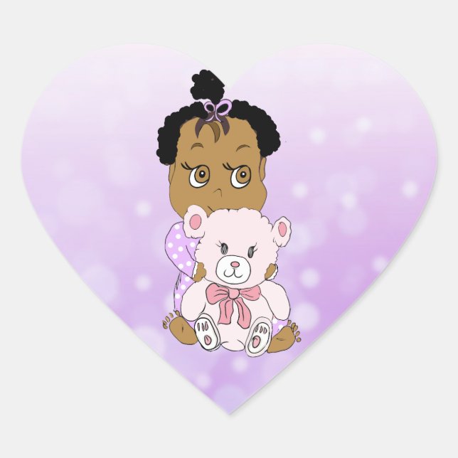 Es ist ein Niedliches Mädchen-Baby und Teddy-Bär Herz-Aufkleber (Vorderseite)