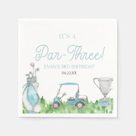 Es ist ein Par-Three Blue Golf 3. Geburtstag Party Serviette