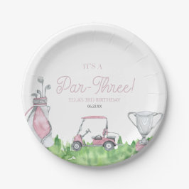 Es ist ein Par-Three Pink Golf 3. Geburtstag Party Pappteller