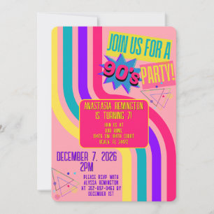Es ist ein Party der 90er Jahre! Retro Birthday Ei Einladung