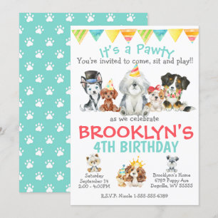 Es ist ein Pawty Puppy Party Geburtstag Einladung