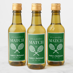 Es ist ein perfektes Match Tennis Junggesellinnena Weinetikett